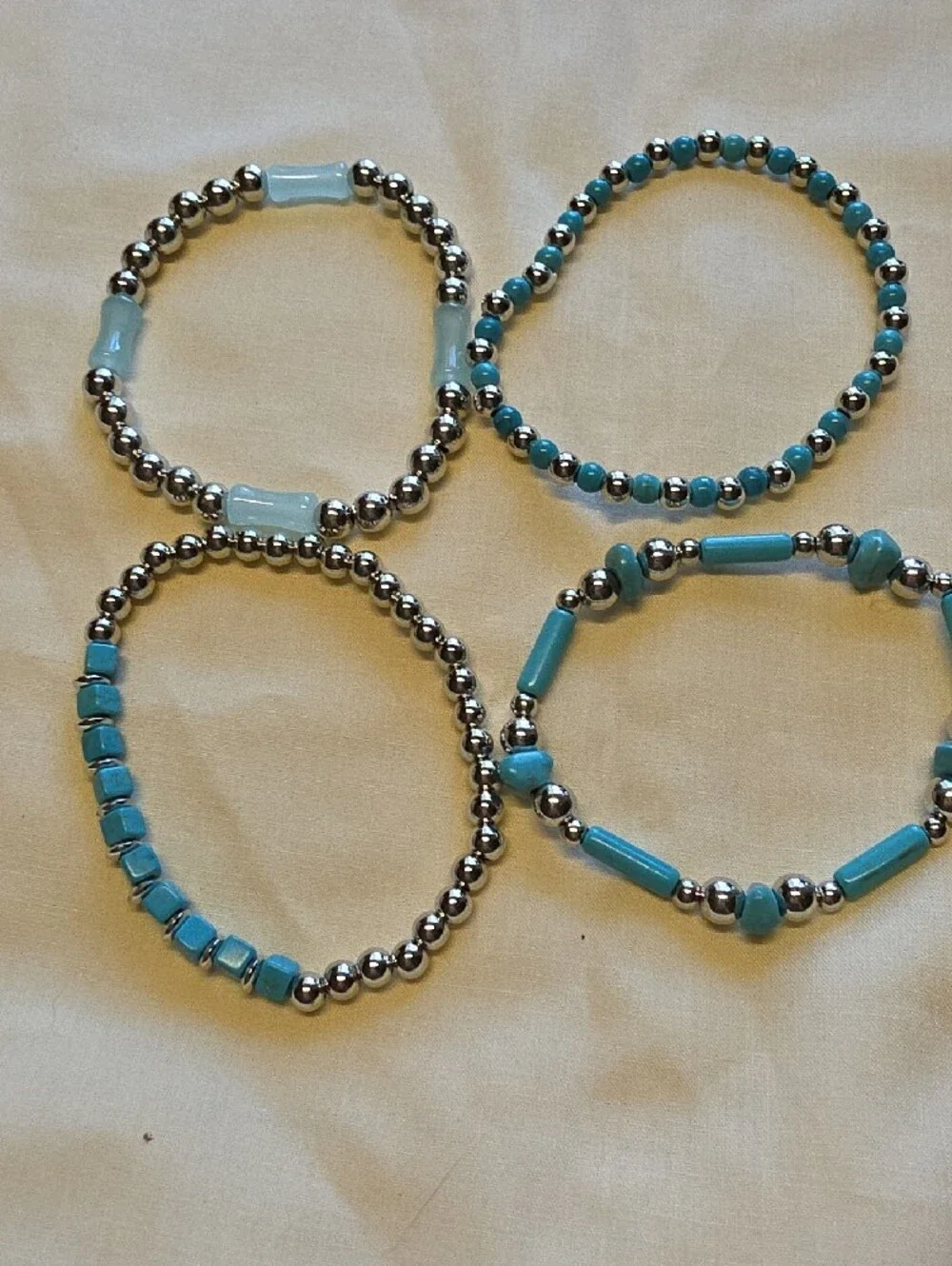 Turquoise Beaded Stretch Bracelet Set - Women Jewelry